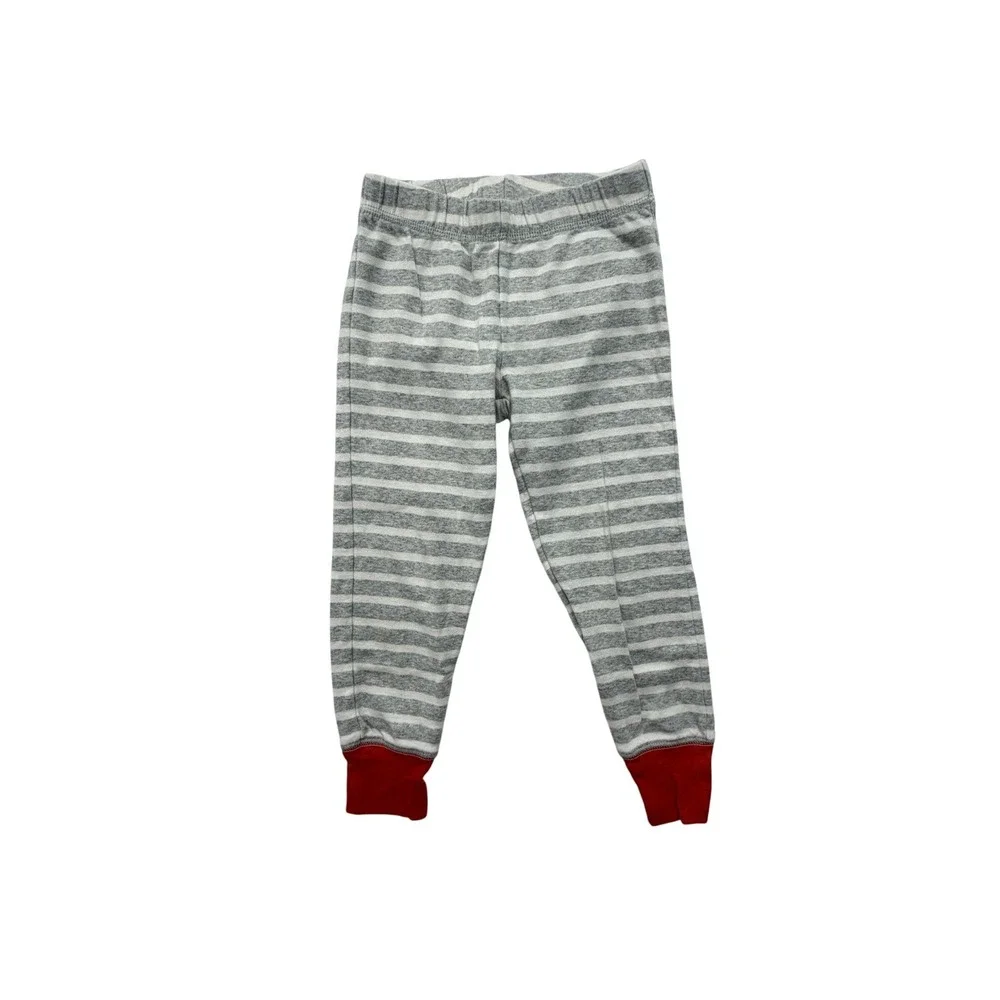 Mini Boden Kids Gray White Striped Pajama Pants Red Cuffs 4Y 104cm NWOT New